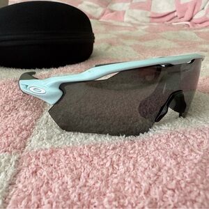 Oakley White Sports Wrap Sunglasses with Smoke Lens